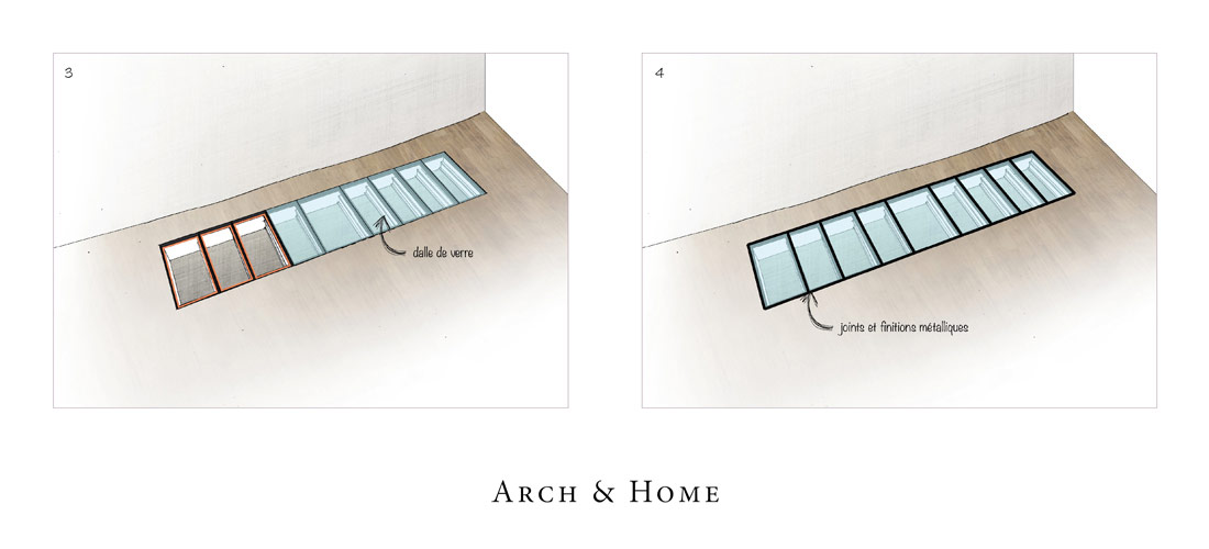Schema plancher en verre - Arch & Home - installation