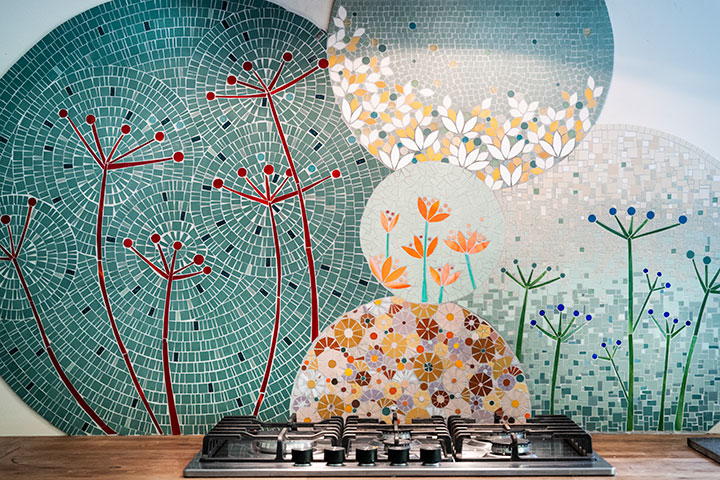 Anis & Céladon-Mosaïque-Credence de cuisine en mosaique, frise mosaique-0 - photo 2