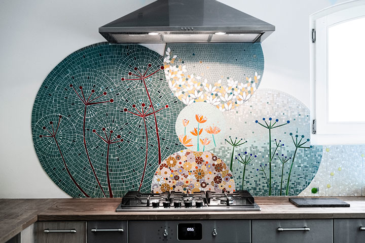 Anis & Céladon-Mosaïque-Credence de cuisine en mosaique, frise mosaique-0 - photo 3
