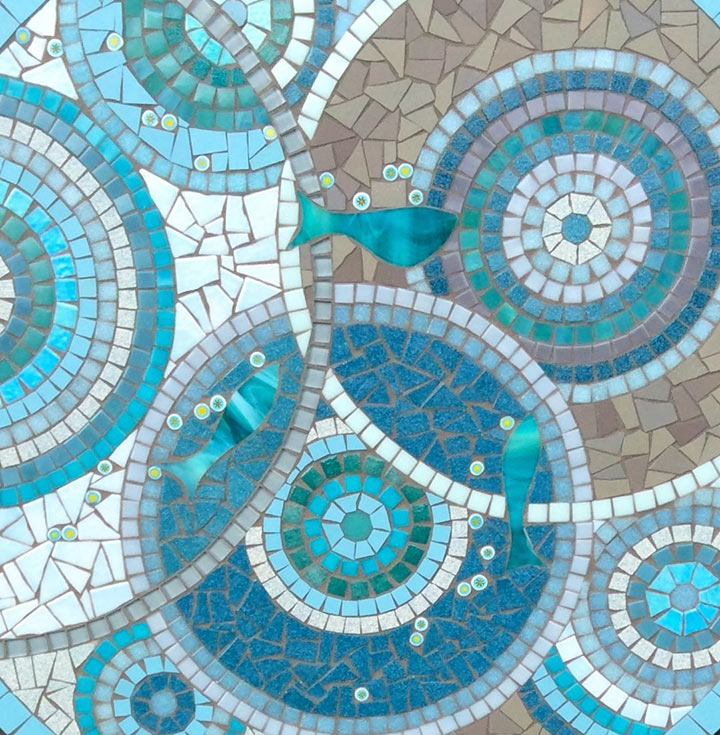 Anis & Céladon-Mosaïque-Table en mosaique artisanale-Salle de réunion - photo 2