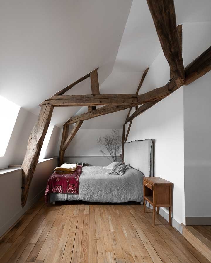 Passage Architecture-Architecte-Rénovation d'une maison de caractère dans l'Yonne-Chambre - photo 1