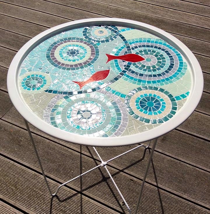 Anis & Céladon-Mosaïque-Table en mosaique artisanale-Salle de réunion - photo 2