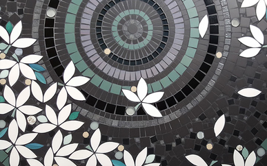 Anis & Céladon-Mosaïque-Tableau en mosaique contemporaine