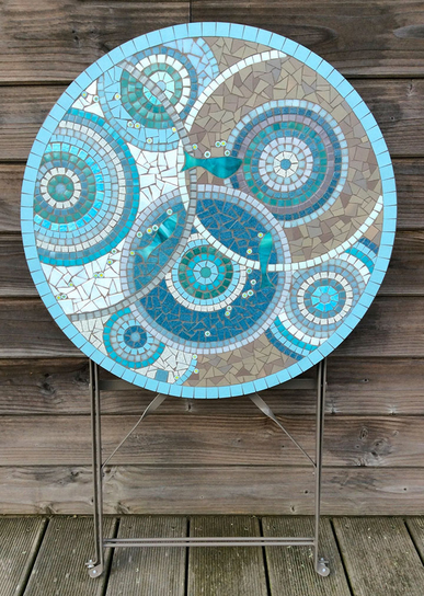 Anis & Céladon-Mosaïque-Table en mosaique artisanale