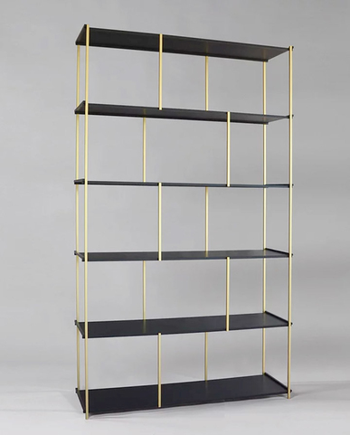 L'Alufacture-Mobilier en metal-Bibliotheque en metal noir et or