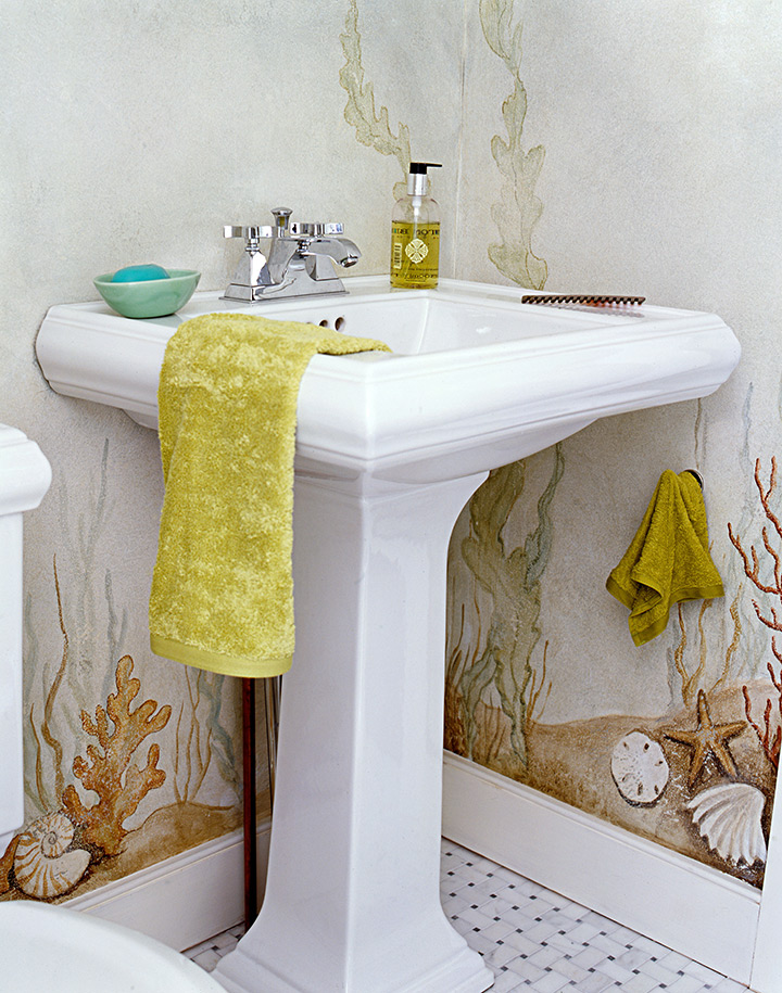 lave-mains - toilettes peintes - fresque - Arch and Home
