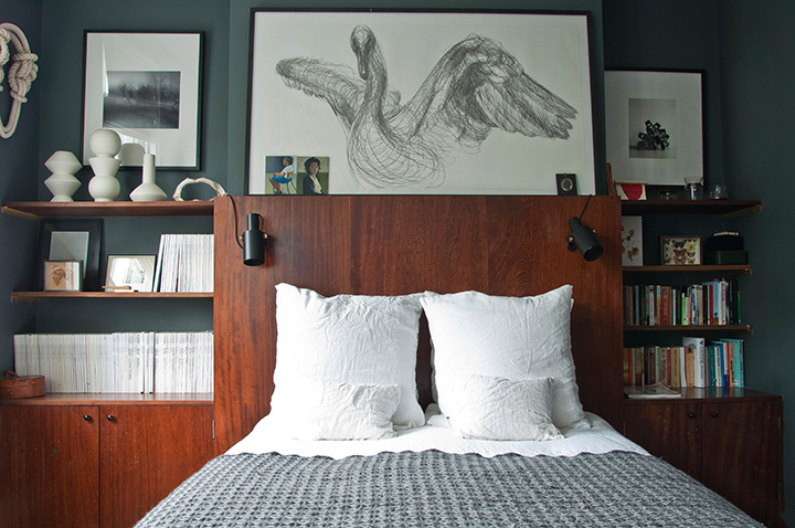 Tête de lit originale avec bibliothèque - Arch and Home