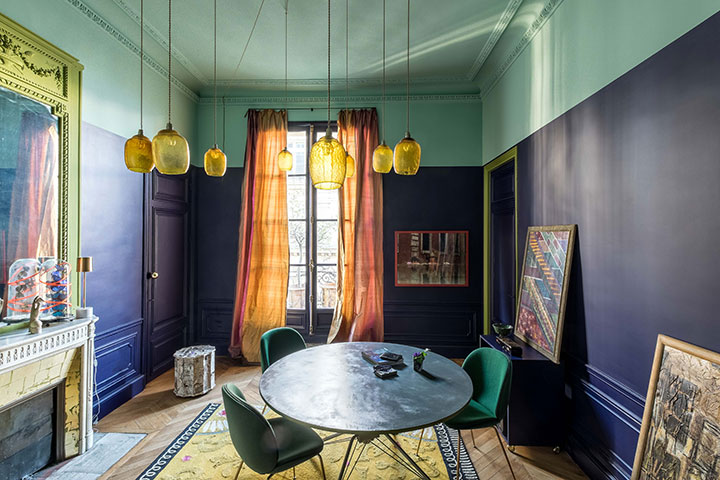 Salle à manger colorée - Design Kierszbaum Intérieurs - sur Arch & Home